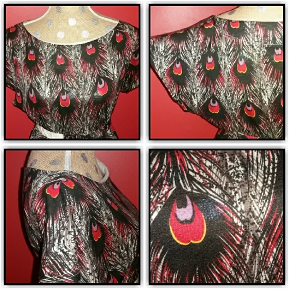 AdoRAbLe Orion London Peacock Print Dress - Picture 5 of 7